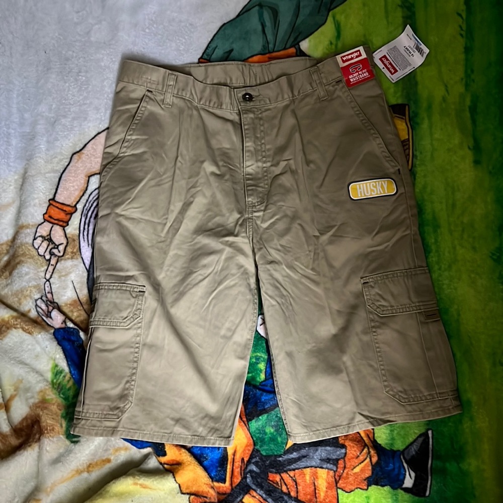 Wrangler Cargo Shorts Boys 18 Husky 34 Brown Tan Outdoor Pockets Hike Fish Camp